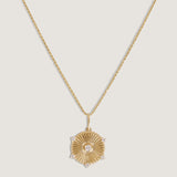 Kinn - Jordyn Ribbed Coin Necklace Diamond