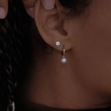 Kinn - Round Pearl Huggie Earrings