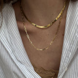 Kinn - Carter Herringbone Chain & Paperclip Link Chain Necklace Stack