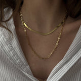 Kinn - Carter Herringbone Chain & Paperclip Link Chain Necklace Stack