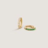 Kinn x Sunset Tennis Club Reversible Huggie Earrings Diamonds Emeralds
