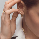 Kinn - Solis Ribbed Three Diamond Hoop Earrings