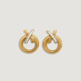 Kinn - Two Toned X Earrings Diamond