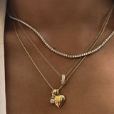 Kinn - Maison Heart Locket Necklace & Milestone Drop Charm Stack