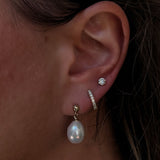 Kinn x Sunset Tennis Club Reversible Huggie Earrings Diamonds Emeralds