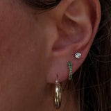 Kinn x Sunset Tennis Club Reversible Huggie Earrings Diamonds Emeralds