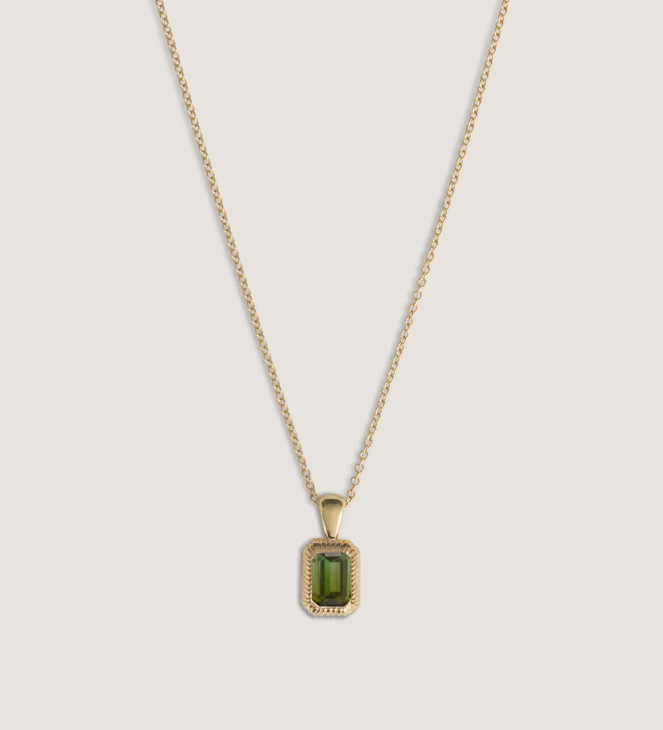 Kinn - Lyra Emerald Cut Pendant Green Tourmaline