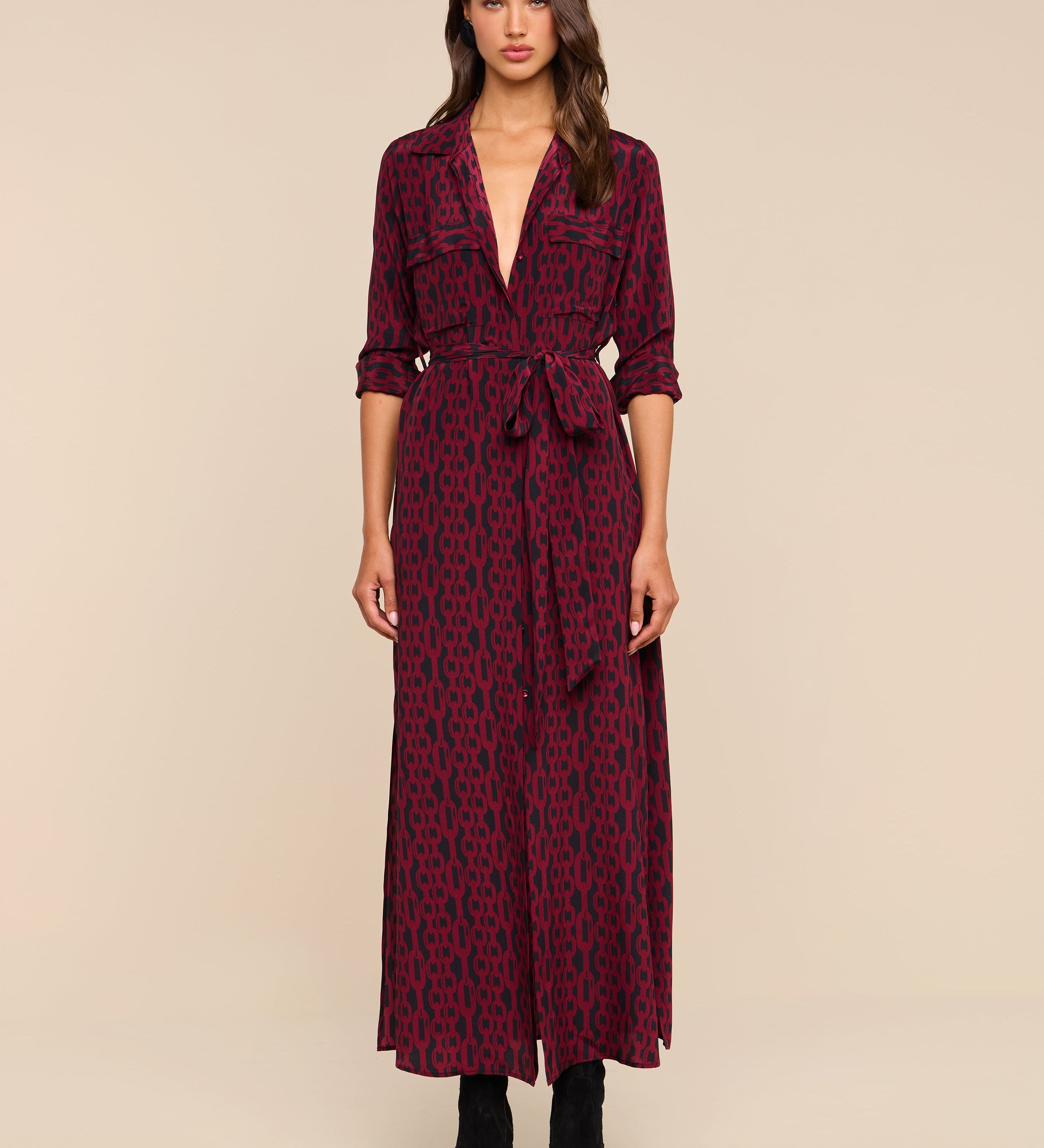 L'AGENCE - Cameron Silk Shirt Dress