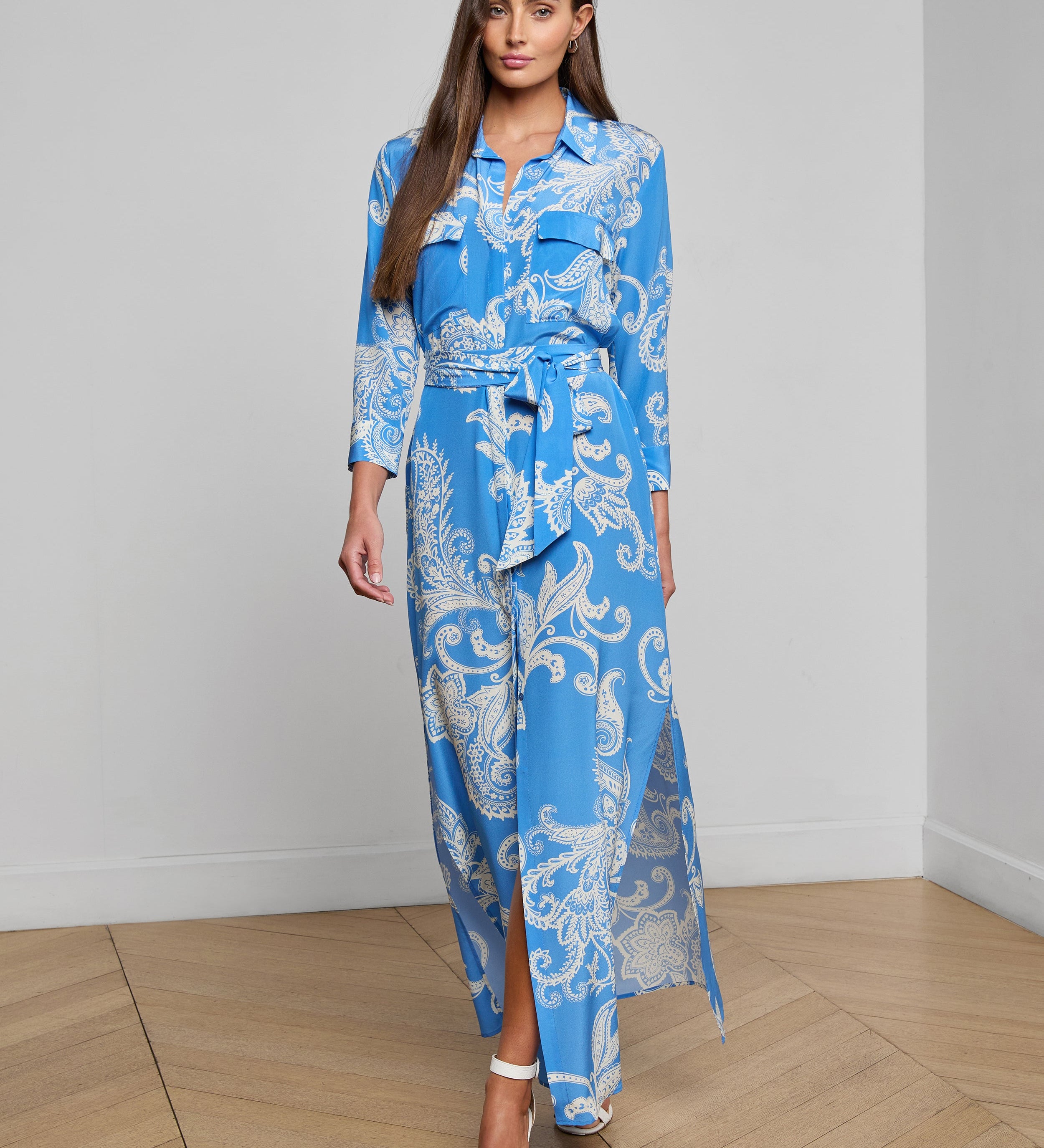 L'AGENCE - Cameron Silk Shirt Dress