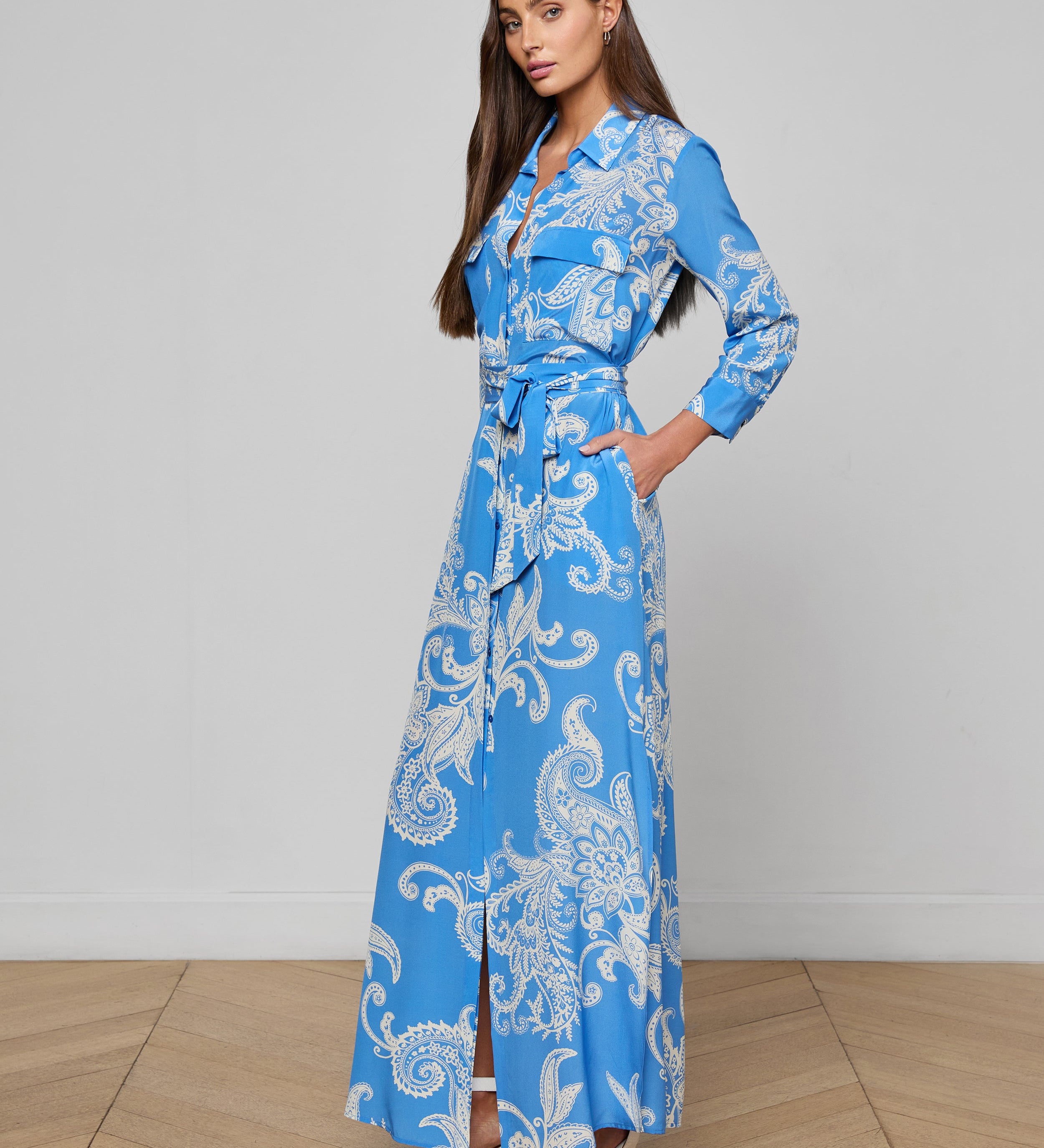 L'AGENCE - Cameron Silk Shirt Dress