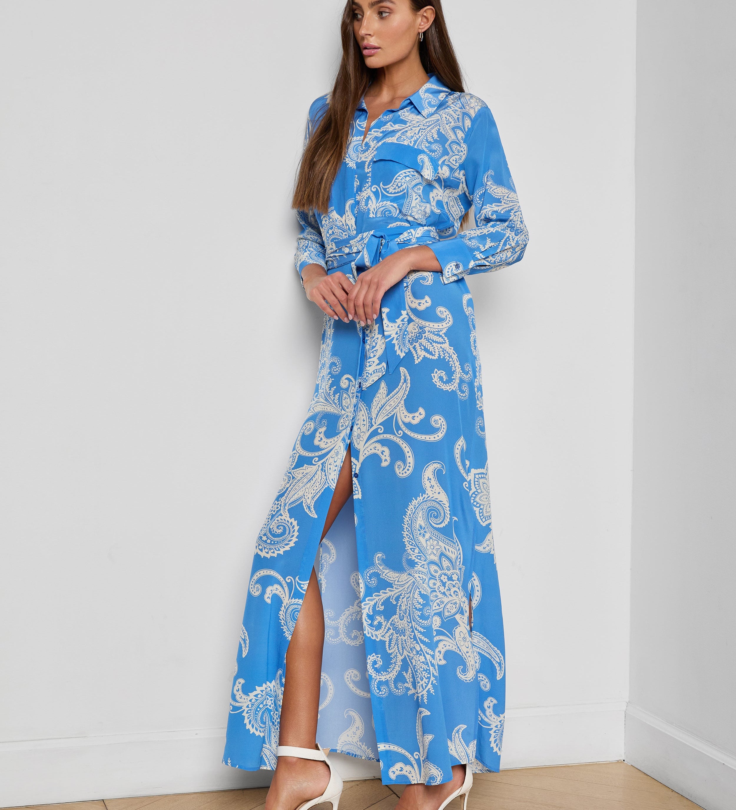 L'AGENCE - Cameron Silk Shirt Dress