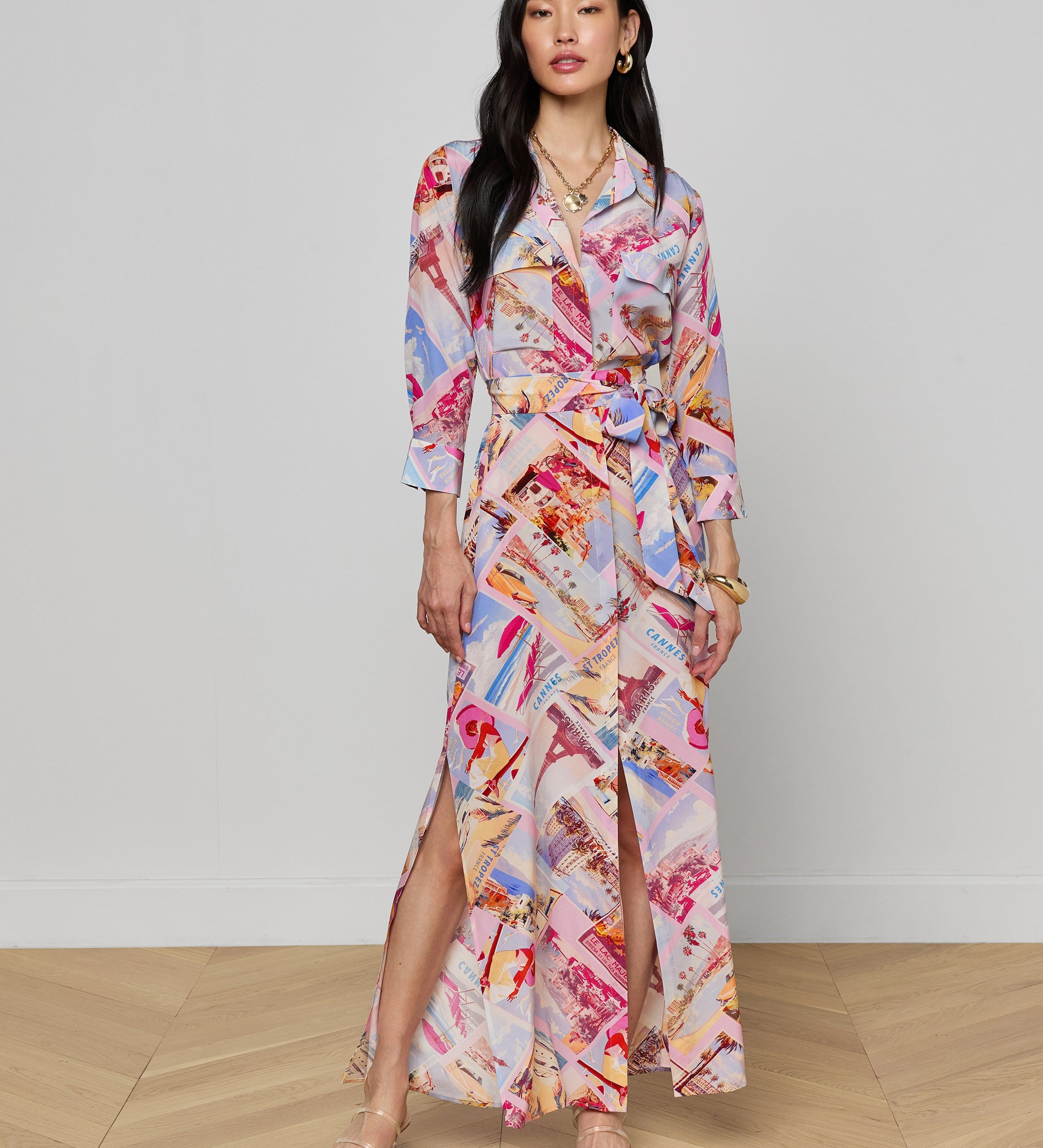 L'AGENCE - Cameron Silk Shirt Dress