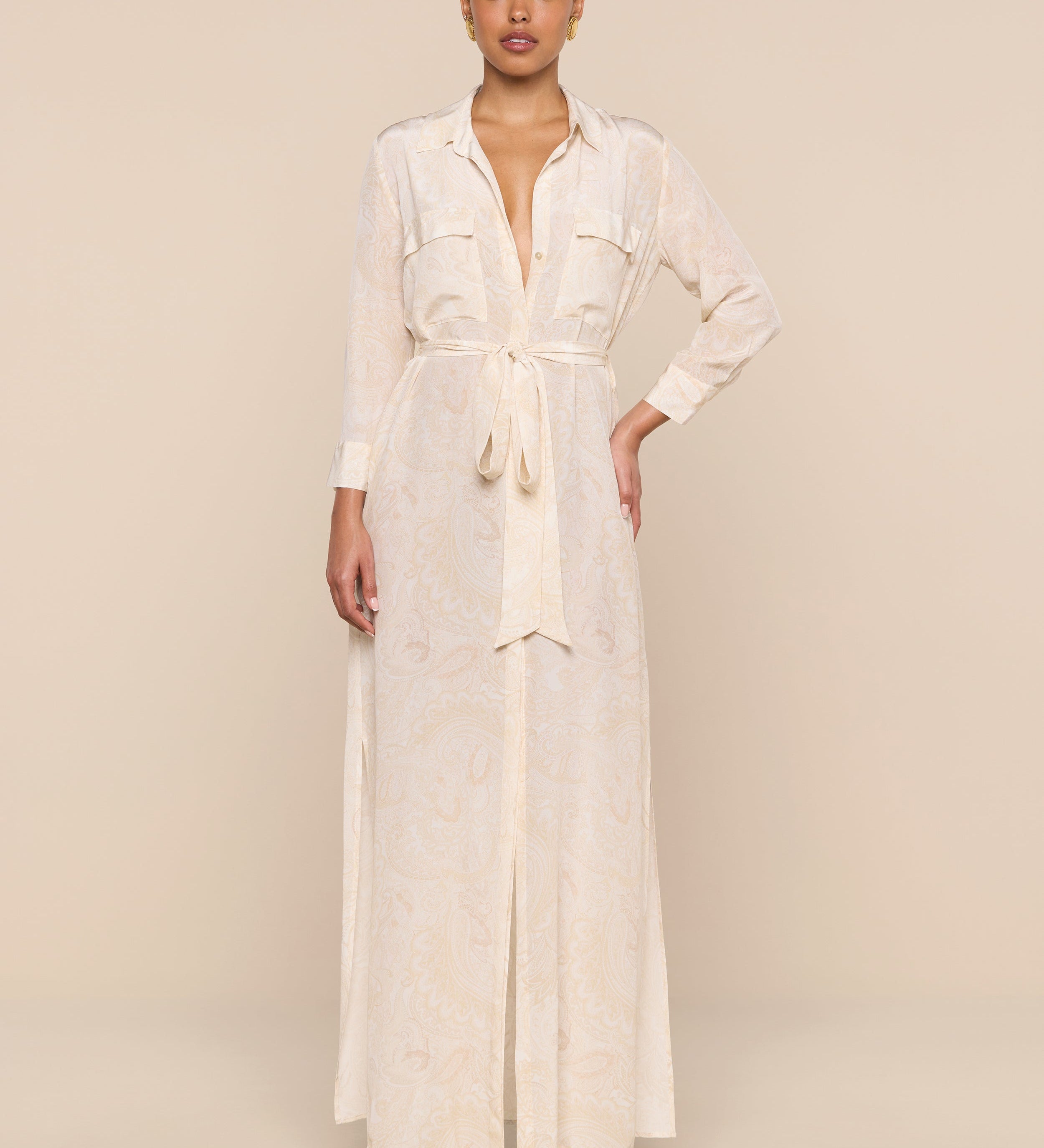 L'AGENCE - Cameron Silk Shirt Dress