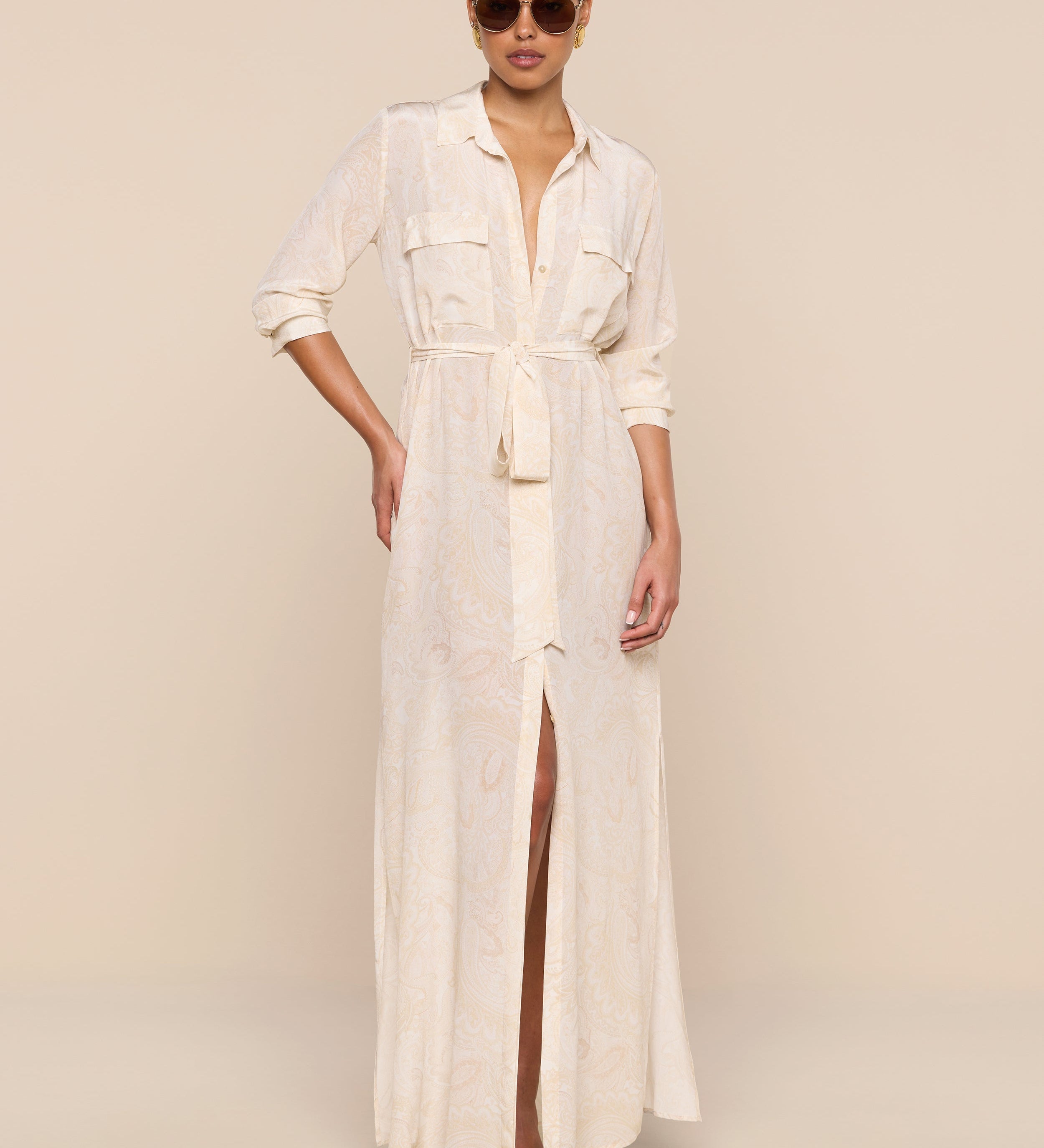 L'AGENCE - Cameron Silk Shirt Dress