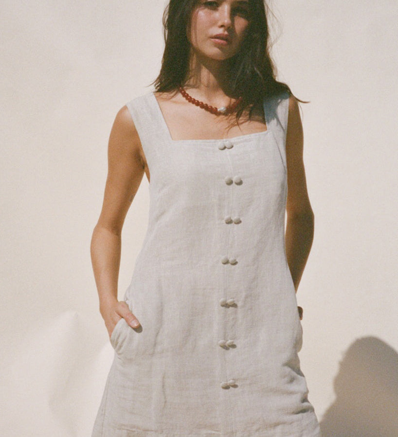 Ciao Lucia - Virginie Oatmeal Linen Dress