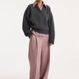 ROHE - Sculptural compact v-neck | mid grey melange