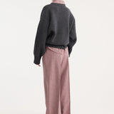 ROHE - Sculptural compact v-neck | mid grey melange