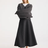 ROHE - A-line skirt | anthracite melange