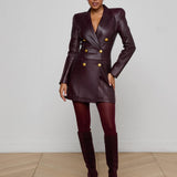 L'AGENCE - Tora Leather Blazer Dress