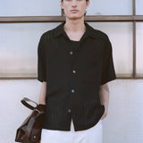 FRAME - Crochet Short Sleeve Shirt -- Black