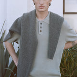FRAME - Cotton Silk Polo Sweater -- Grey Blue