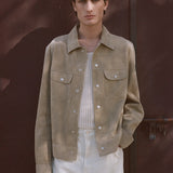 FRAME - Suede Trucker Jacket -- Oxford Beige