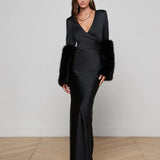 L'AGENCE - Manon Gown with Faux Fur