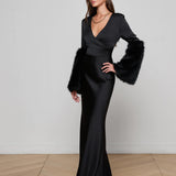 L'AGENCE - Manon Gown with Faux Fur