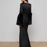 L'AGENCE - Manon Gown with Faux Fur
