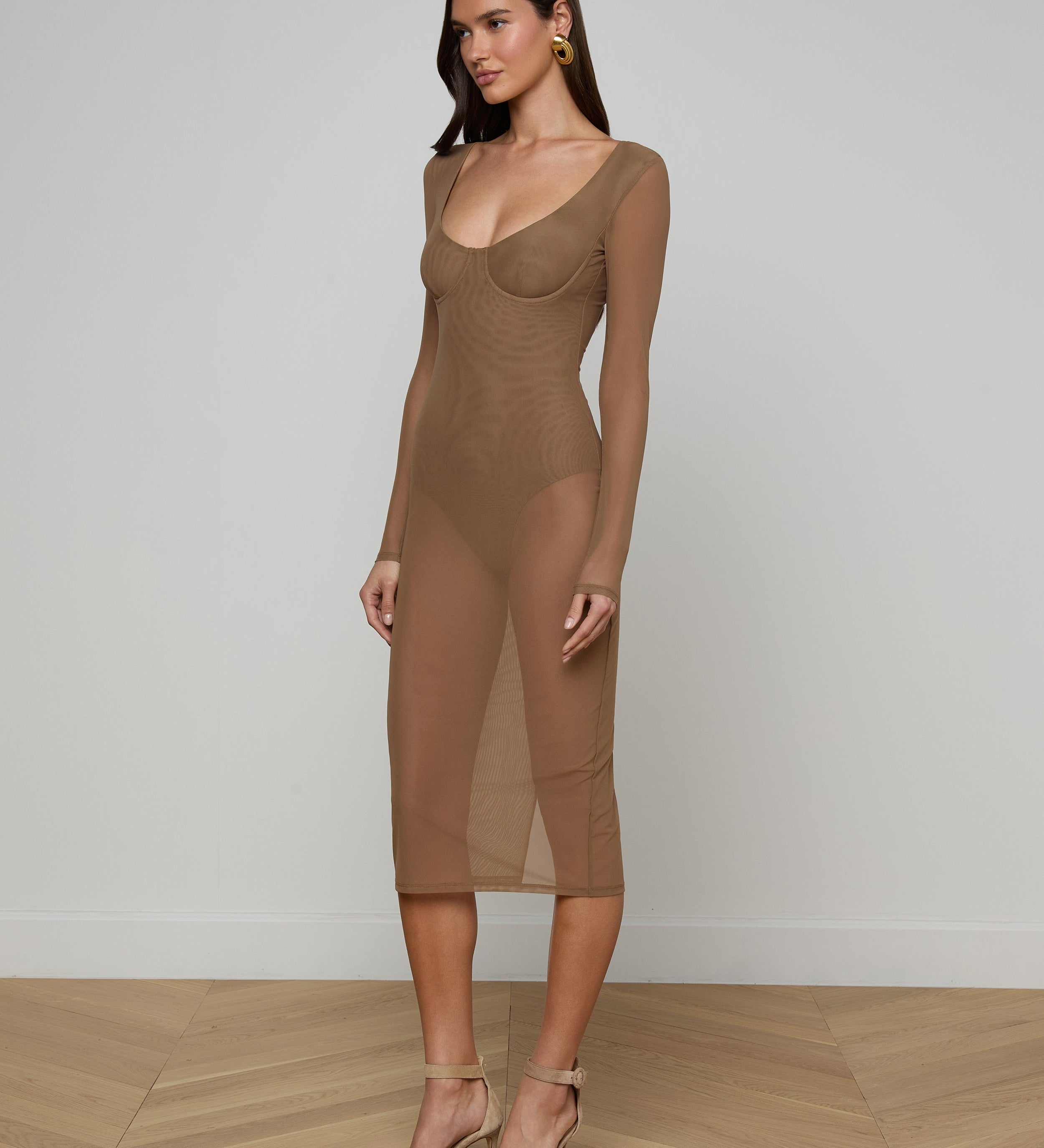 L'AGENCE - Sorella Mesh Midi Dress