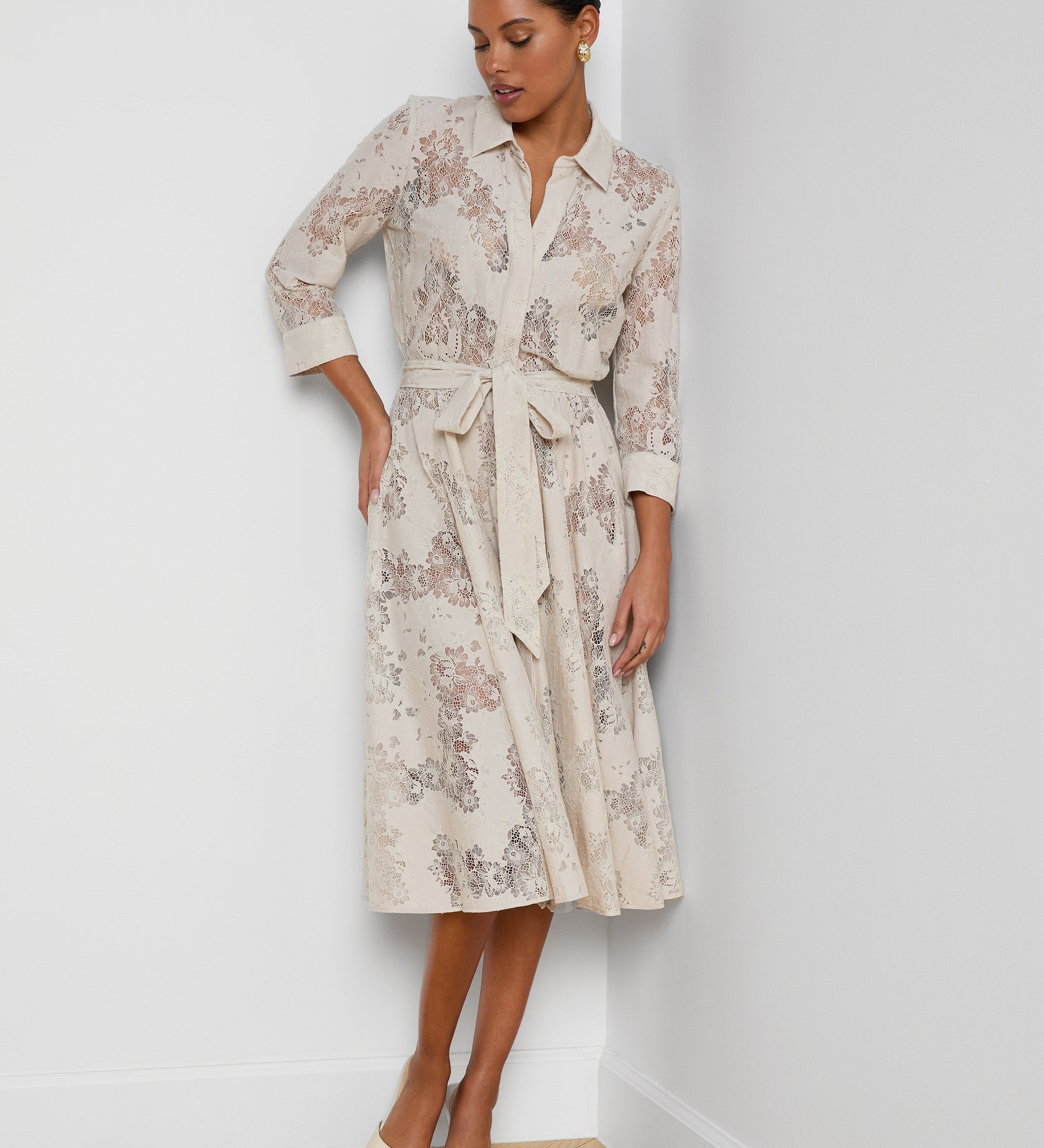 L'AGENCE - Ralphie Lace Midi Dress