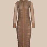 L'AGENCE - Adriana Ruched Midi Dress