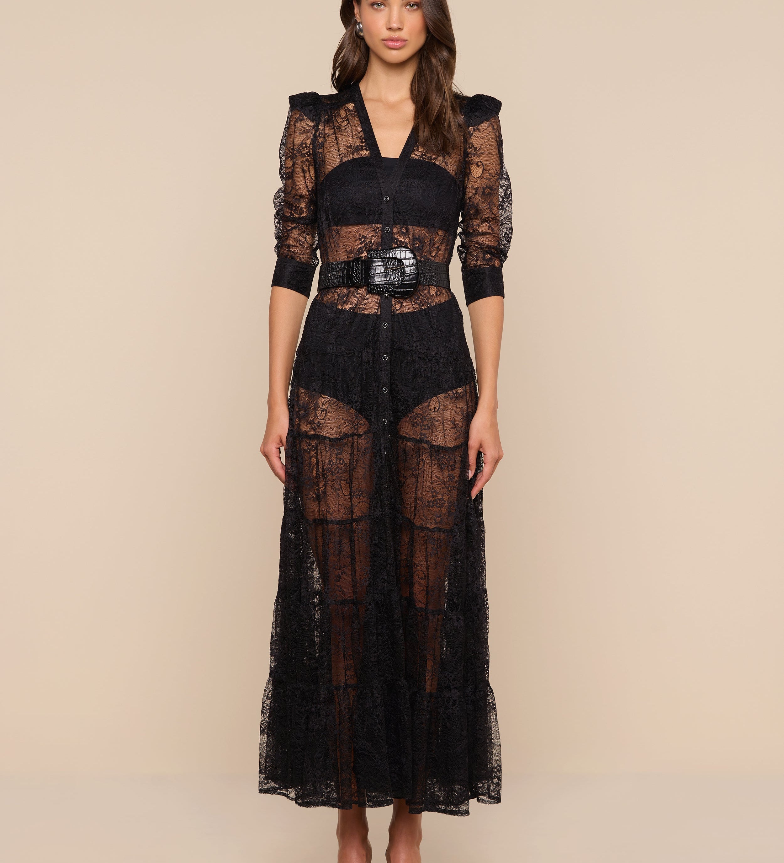 L'AGENCE - Seraphina Lace Tiered Maxi Dress