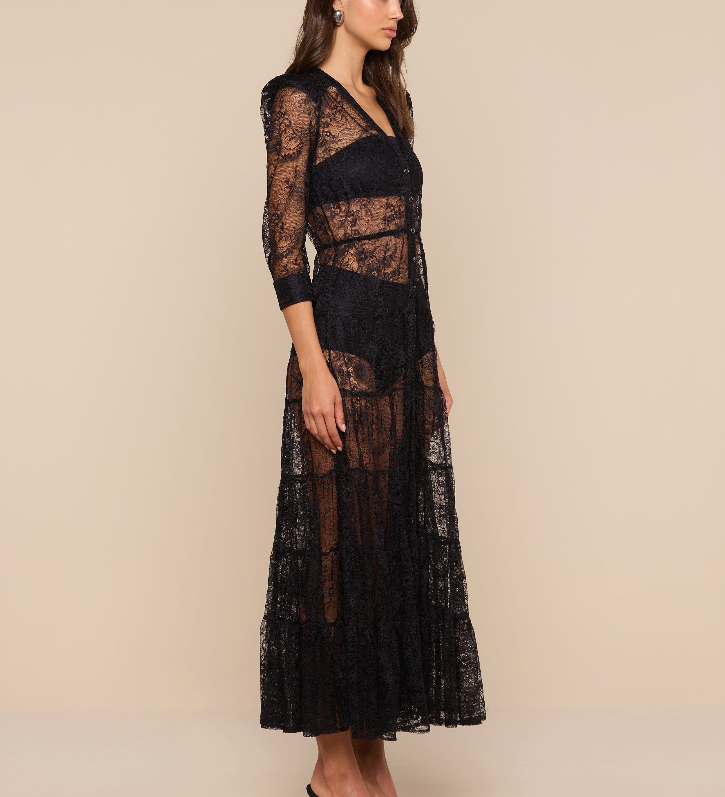 L'AGENCE - Seraphina Lace Tiered Maxi Dress