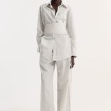 ROHE - Silk stripe belted shirt | fine stripe
