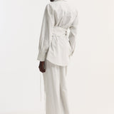 ROHE - Silk stripe belted shirt | fine stripe