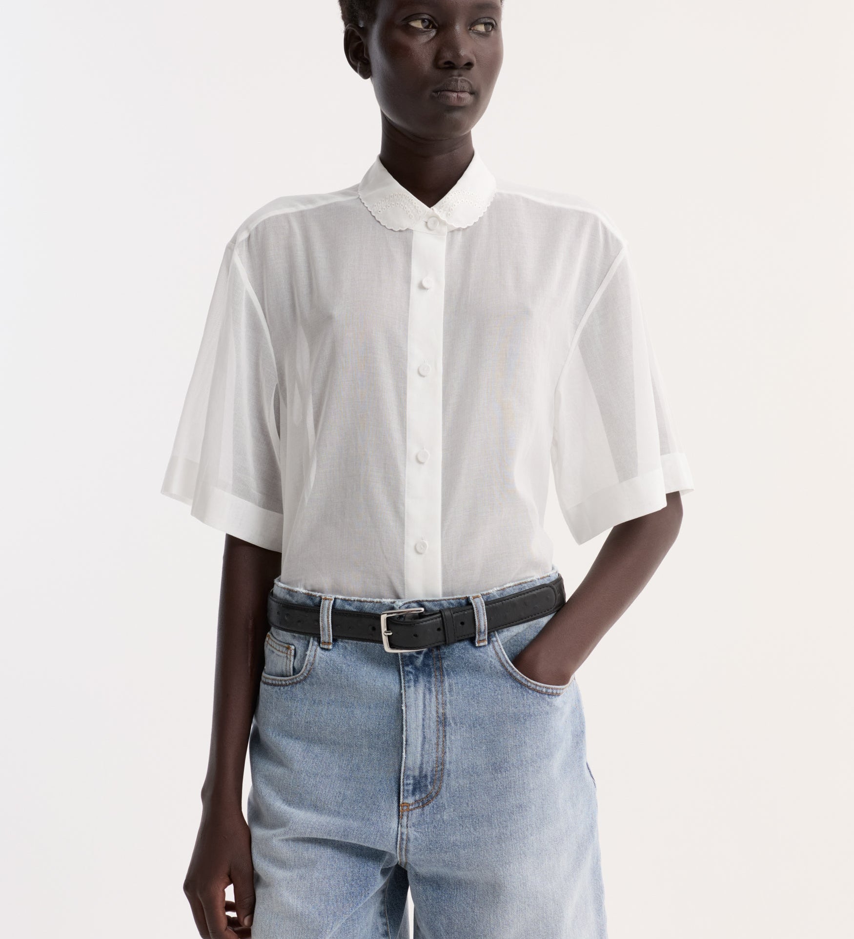 ROHE - Embroidered muslin shirt | optic white