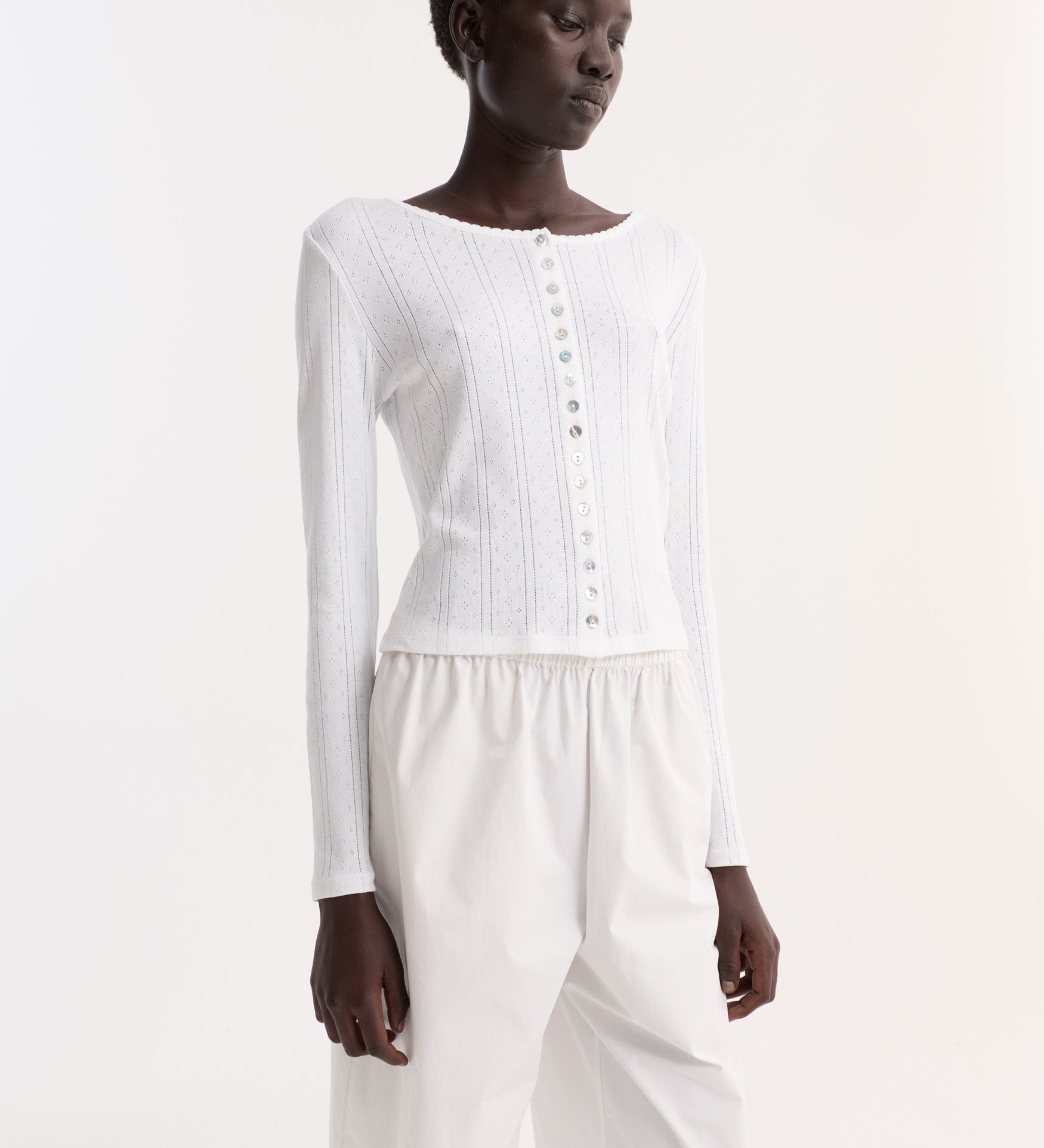 ROHE - Pointelle cardigan | off white