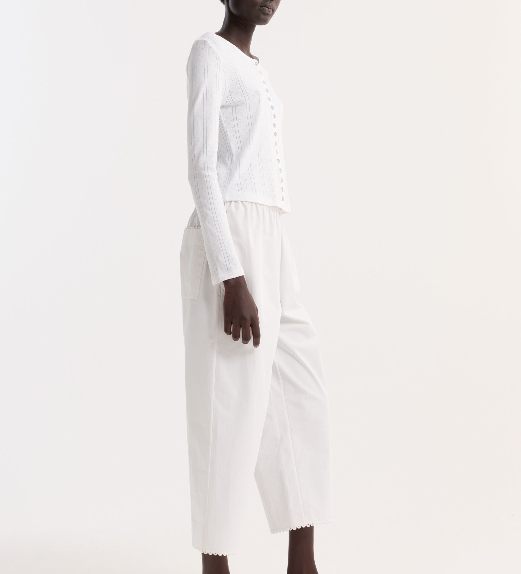 ROHE - Pointelle cardigan | off white