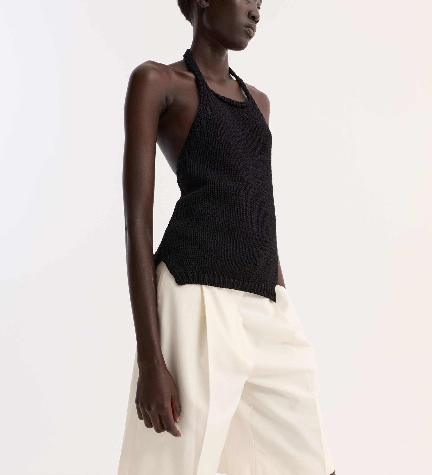 ROHE - Chunky knit halter top | black