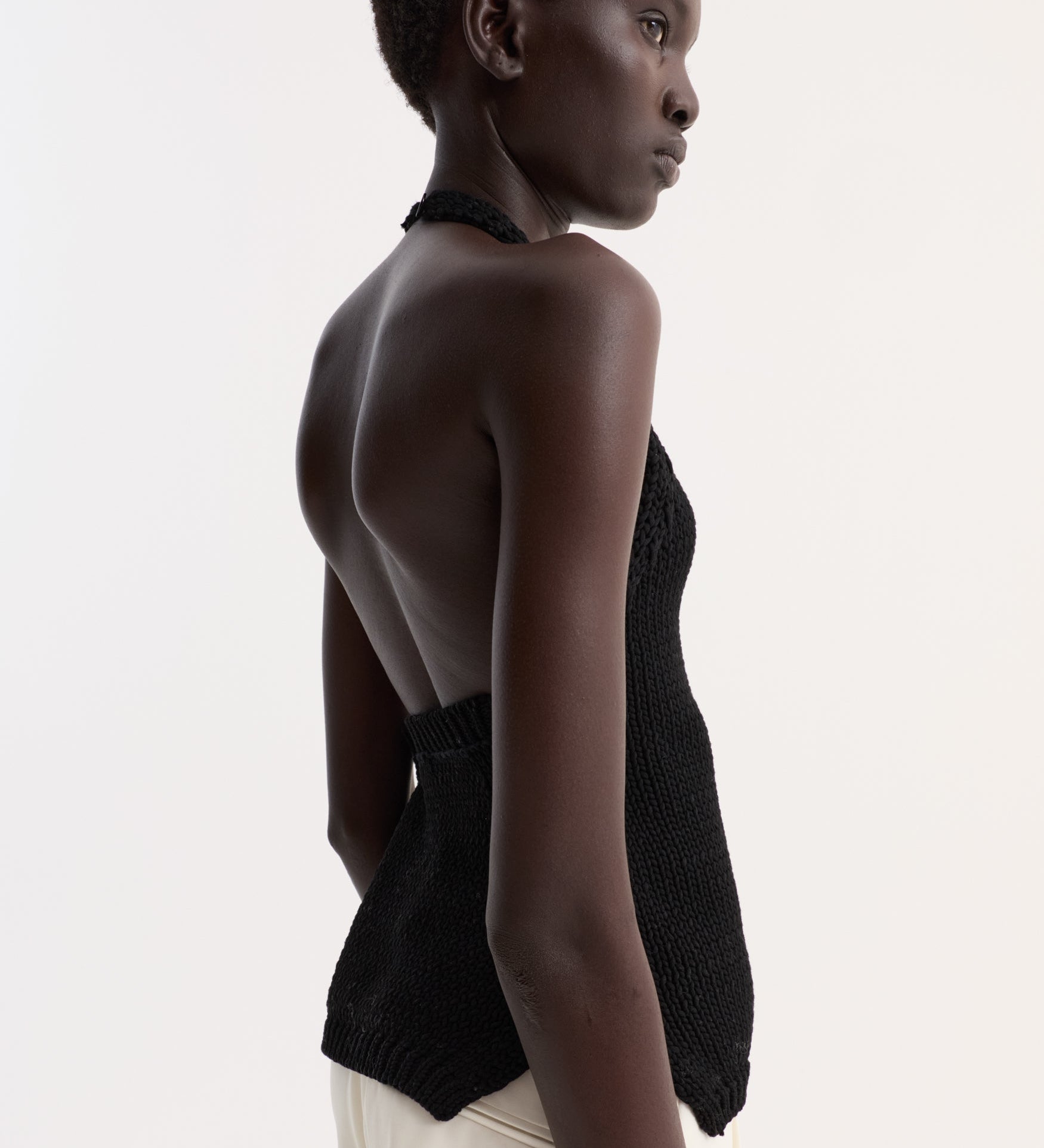 ROHE - Chunky knit halter top | black