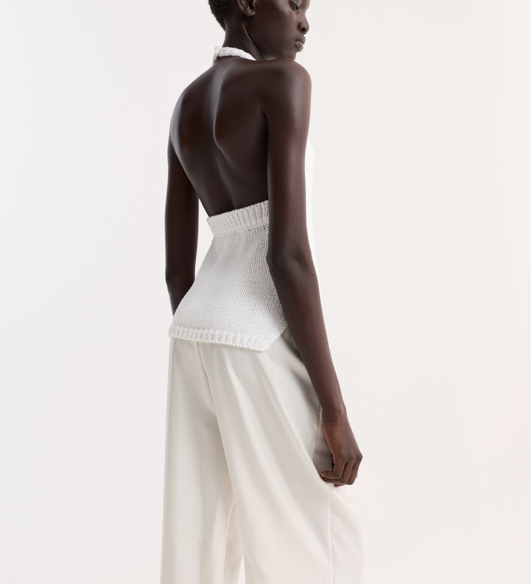 ROHE - Chunky knit halter top | optic white