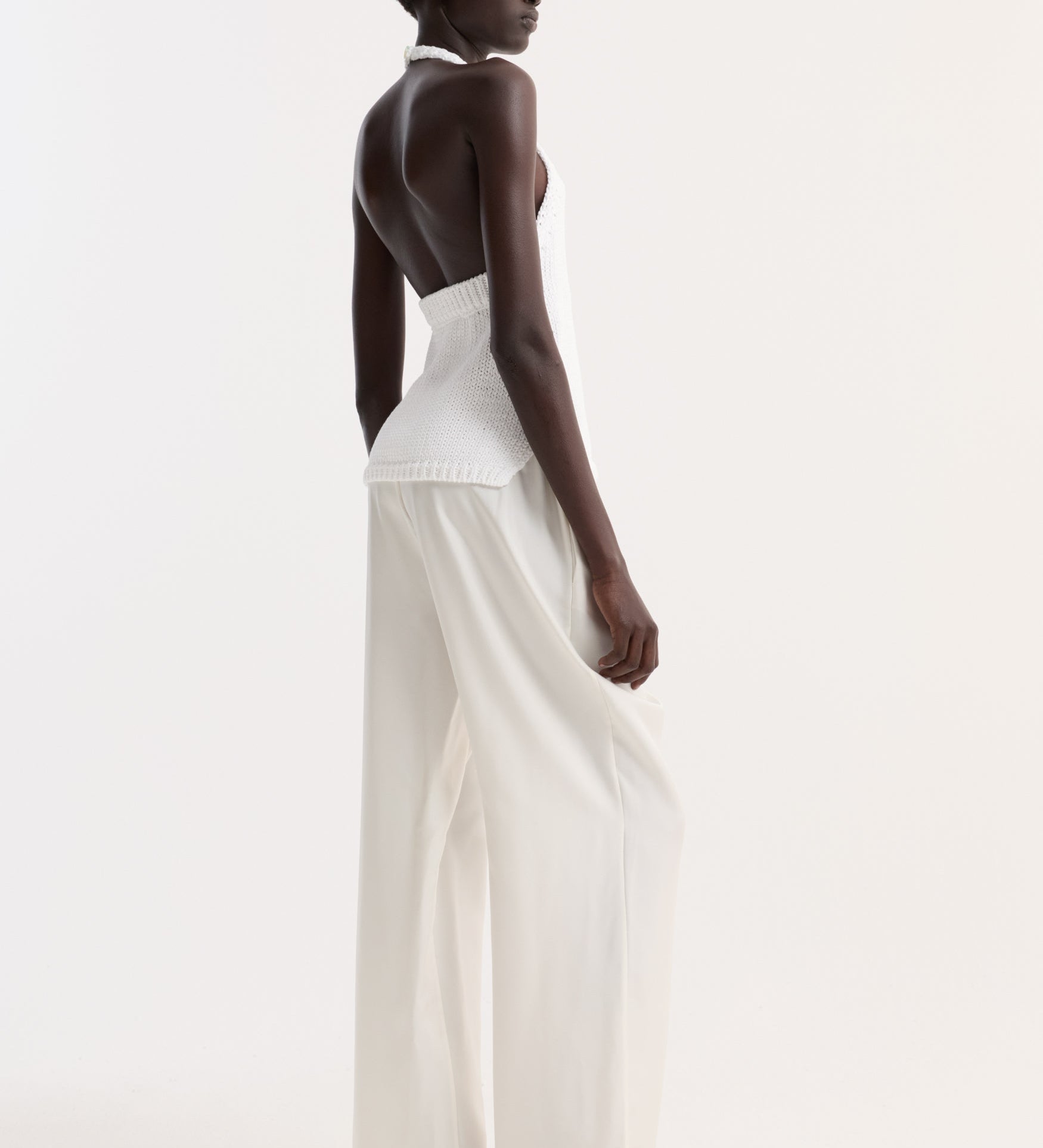 ROHE - Chunky knit halter top | optic white