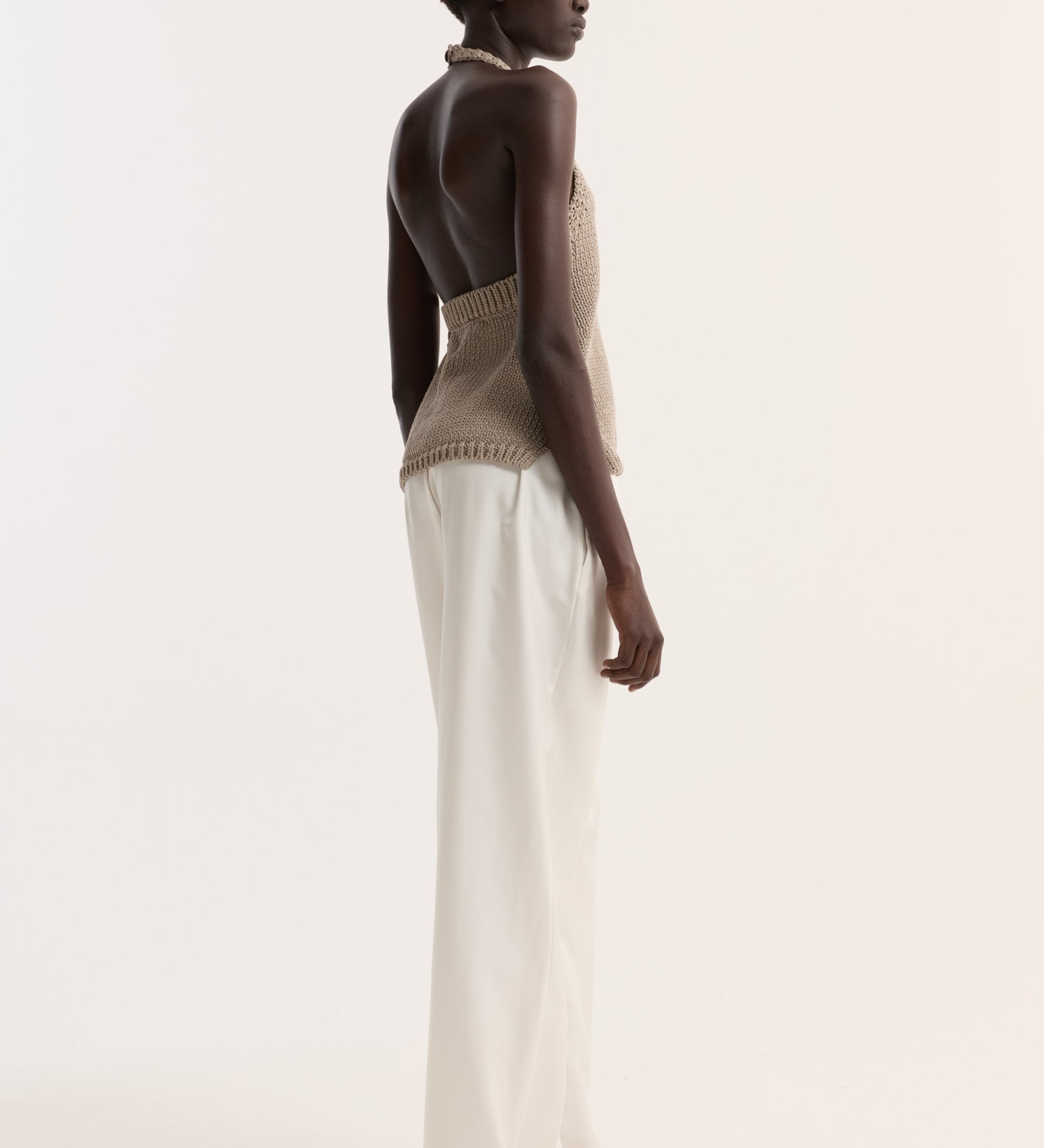 ROHE - Chunky knit halter top | stone