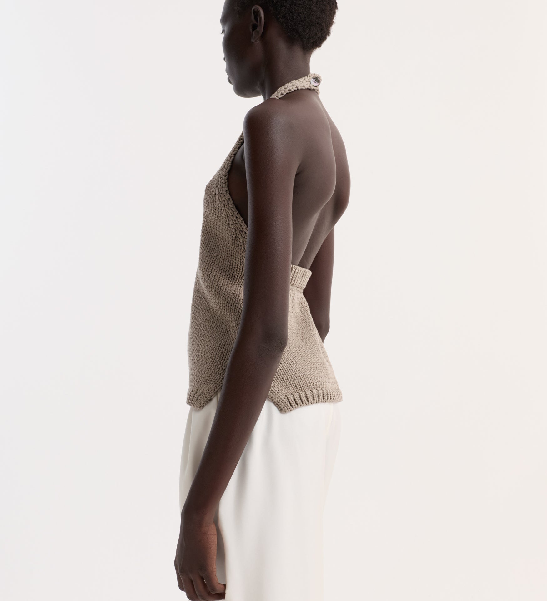 ROHE - Chunky knit halter top | stone