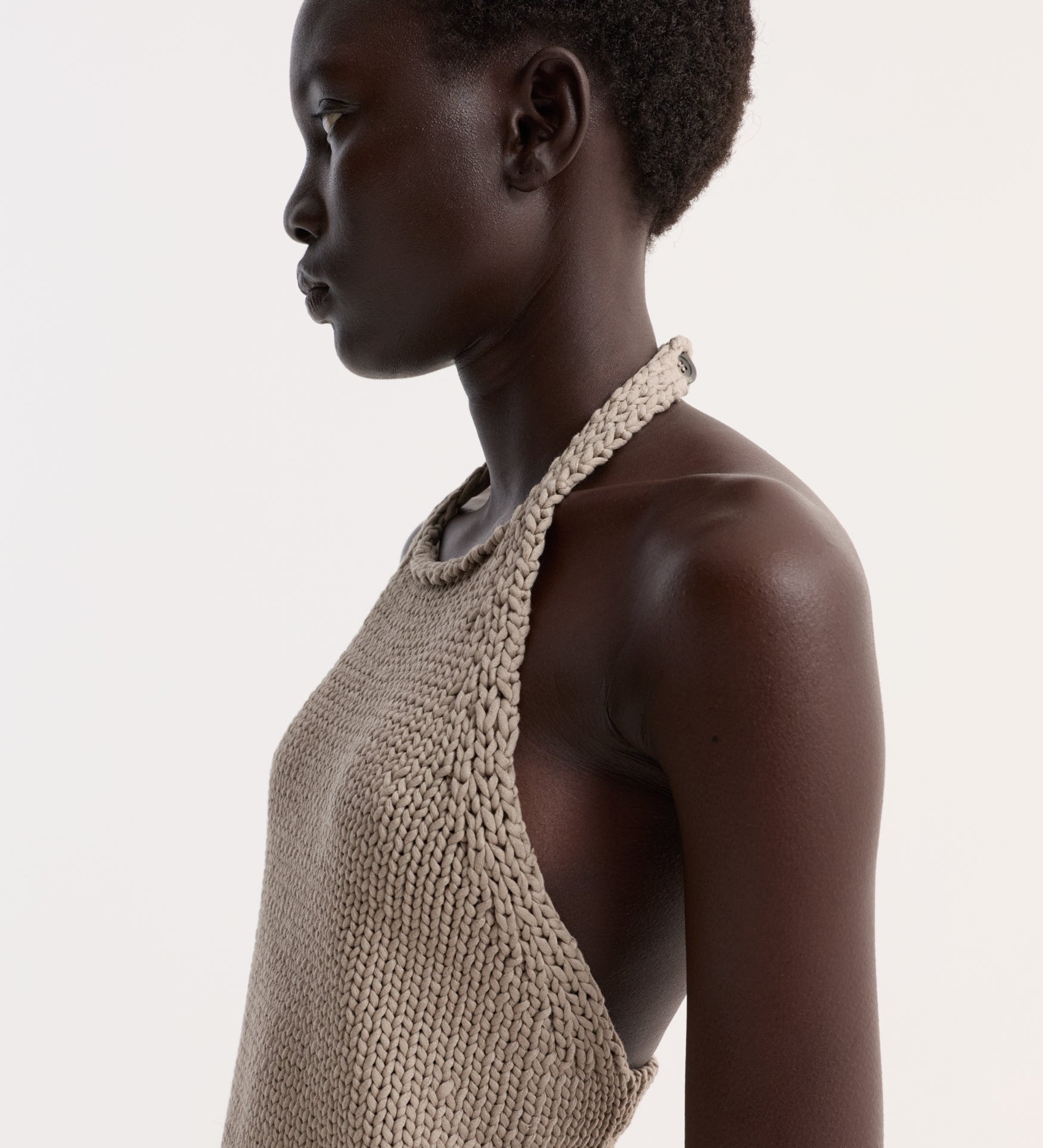 ROHE - Chunky knit halter top | stone