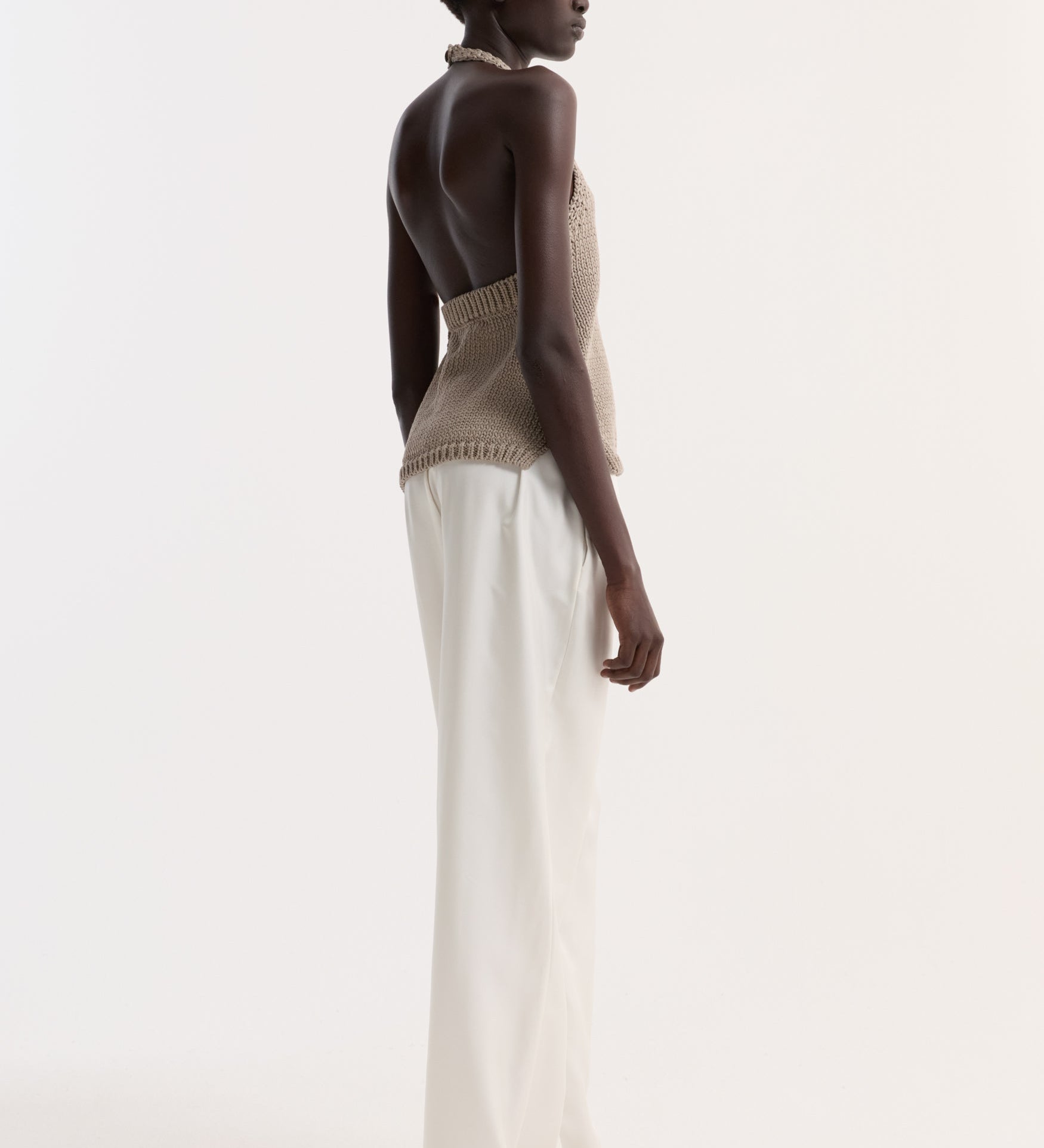 ROHE - Chunky knit halter top | stone