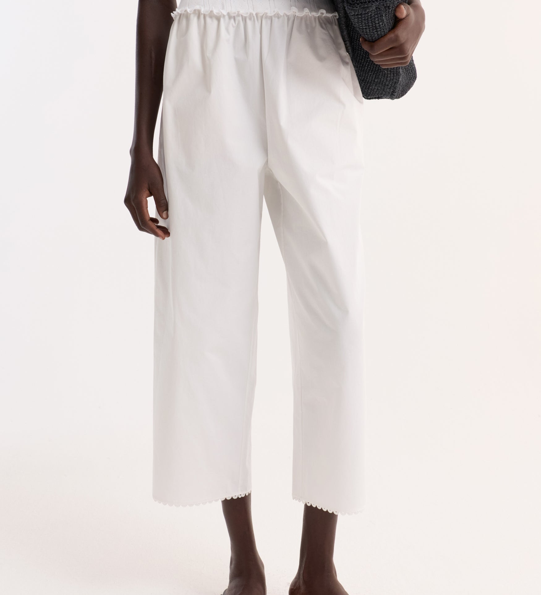 ROHE - Embroidered poplin trousers | optic white