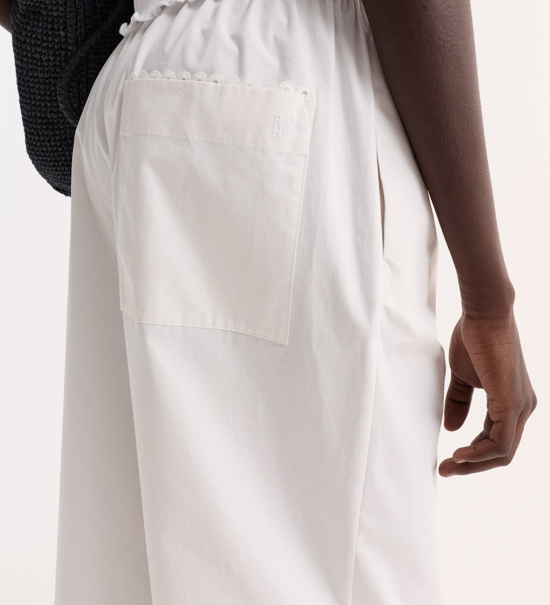 ROHE - Embroidered poplin trousers | optic white