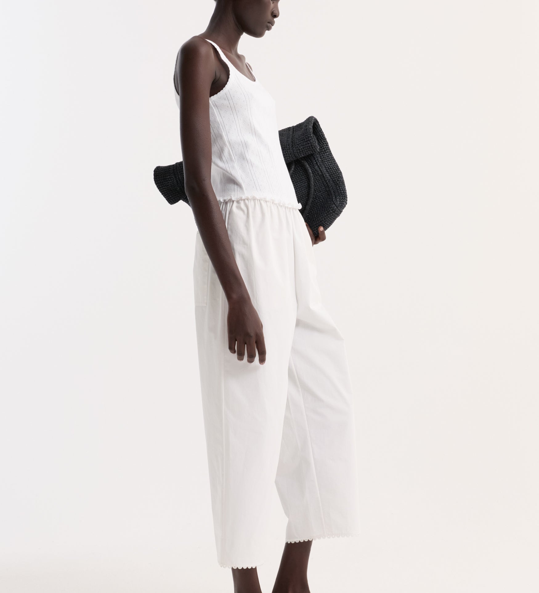 ROHE - Embroidered poplin trousers | optic white